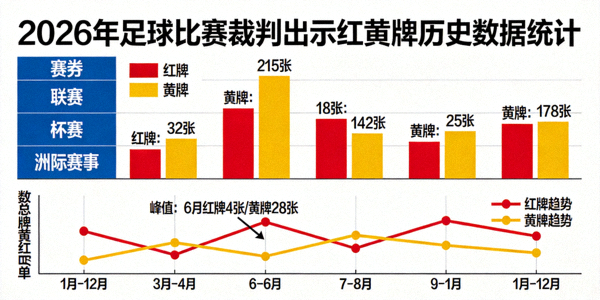 2026年足球比赛裁判出示红黄牌历史数据统计图表